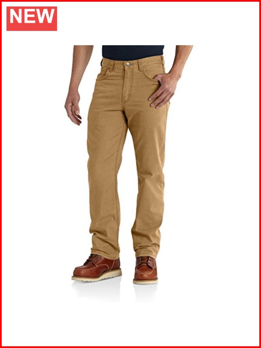 Men's Relaxed Straight Work Utility Pants Stretch Canvas Mid Rise